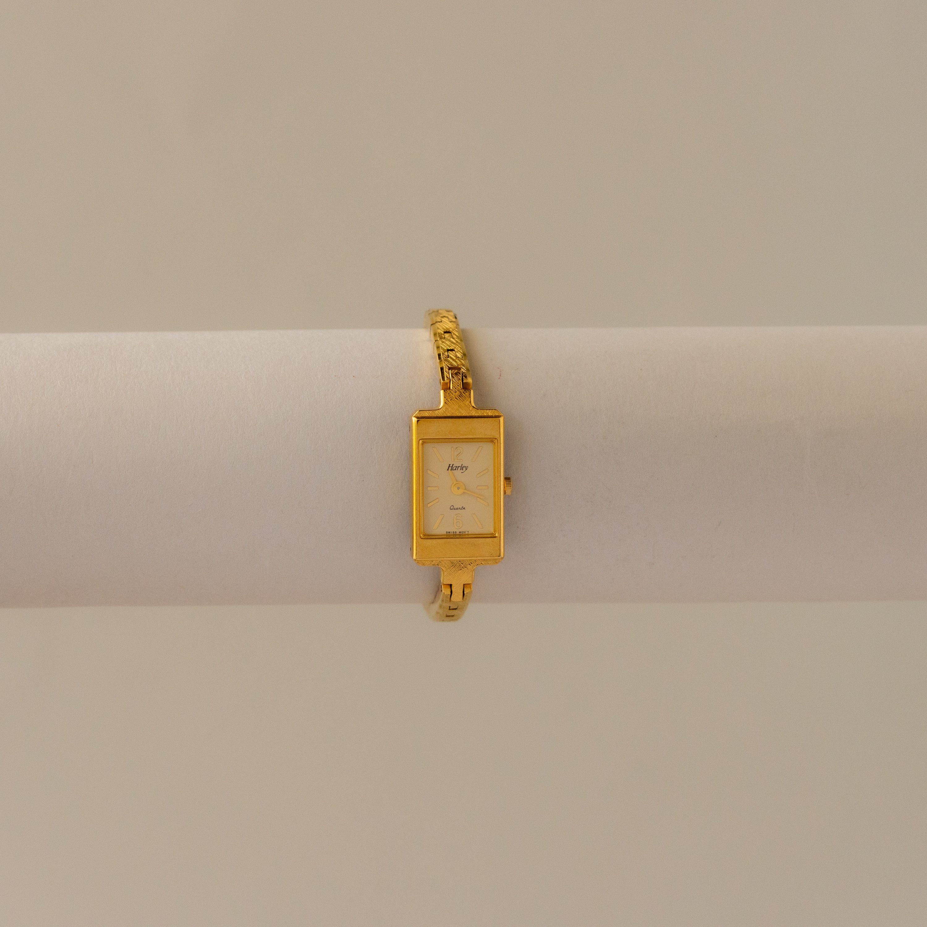 Vintage Harley Swiss Rectangular Gold Watch