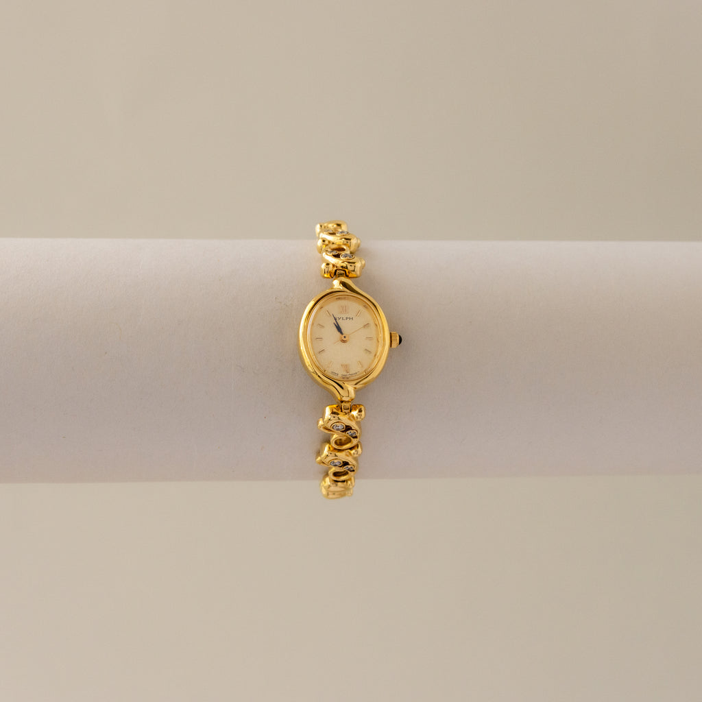 Vintage Citizen Oval Diamond Filigree Gold Watch
