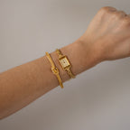 Vintage Harley Swiss Skinny Rectangular Gold Watch