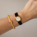 Vintage Lassale Round Brown Strap Gold Watch