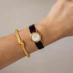Vintage Lassale Round Brown Strap Gold Watch