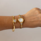 Vintage Aureole Round Diamond Gold Watch