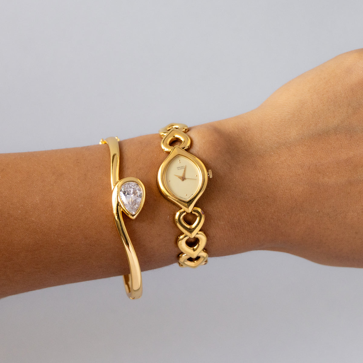 Vintage Seiko Marquise Hearts Gold Watch