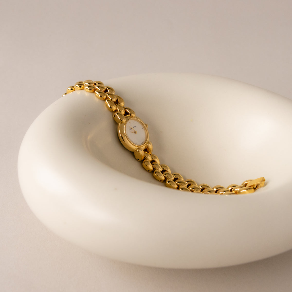 Vintage Mila Schön Round Beaded Link Gold Watch