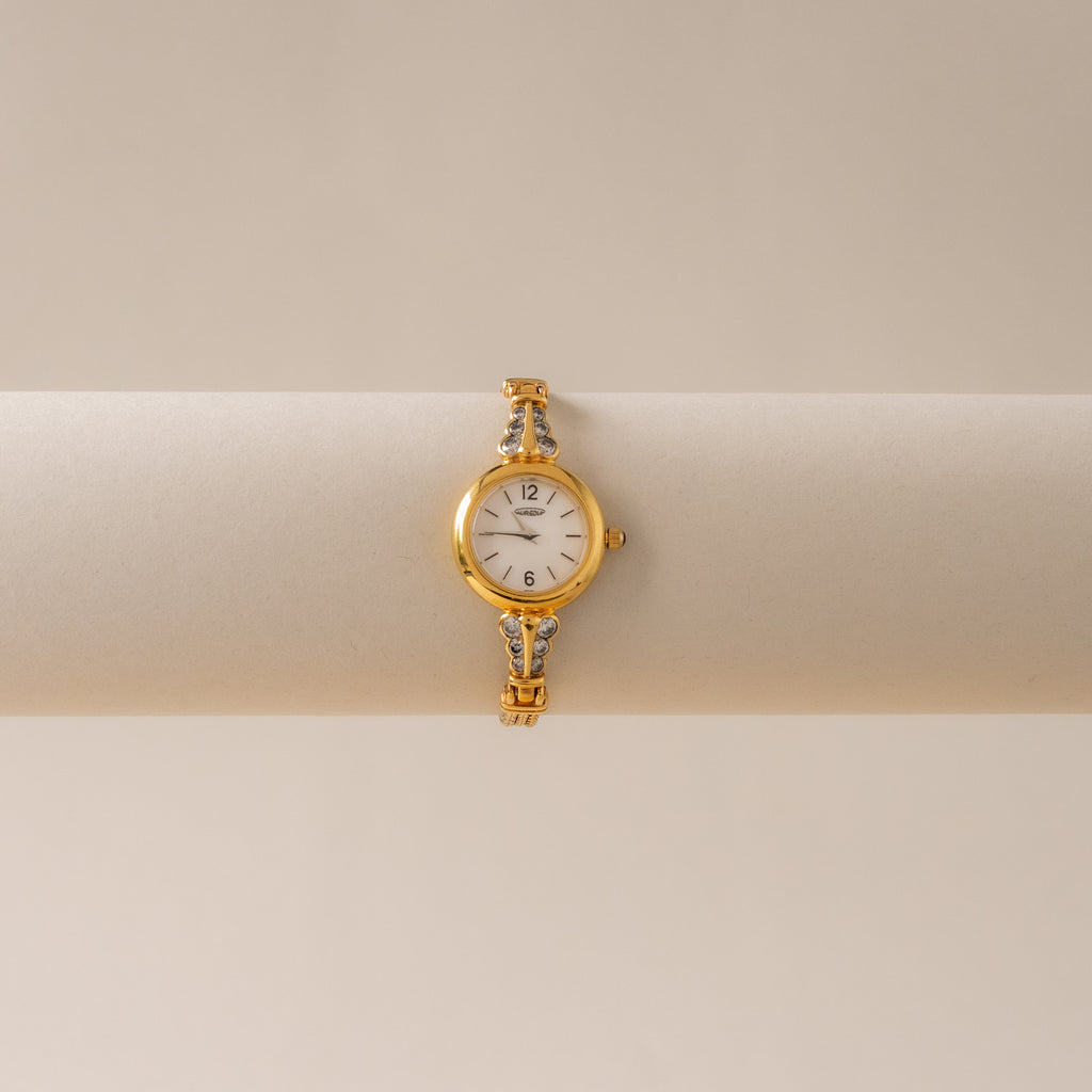Vintage Aureole Round Diamond Gold Watch
