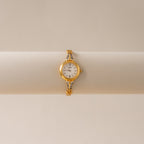 Vintage Aureole Round Diamond Gold Watch