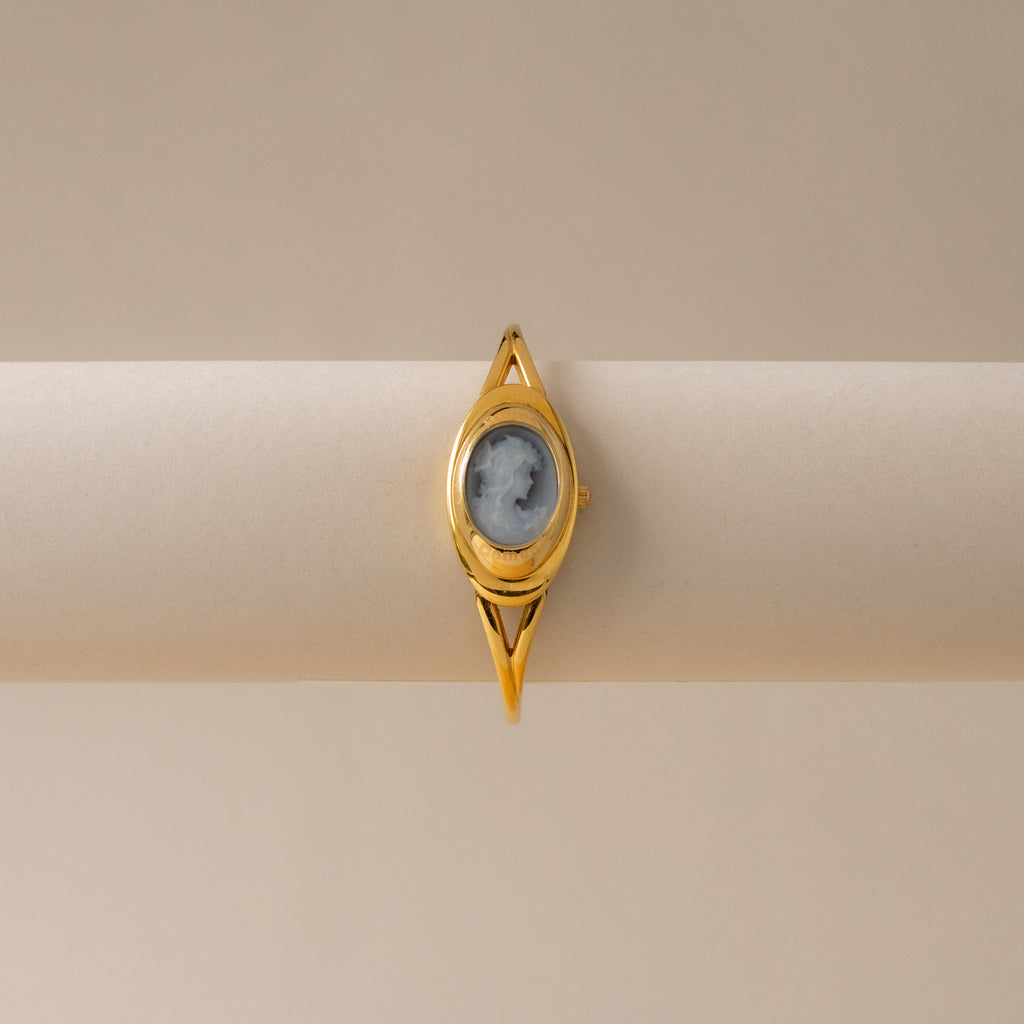 Vintage Stone Cameo Victorian Locket Gold Watch