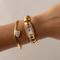 Vintage The Franklin Mint Pave Rectangular Gold Watch