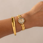 Vintage Klaeuse Swiss Pave Crown Gold Watch