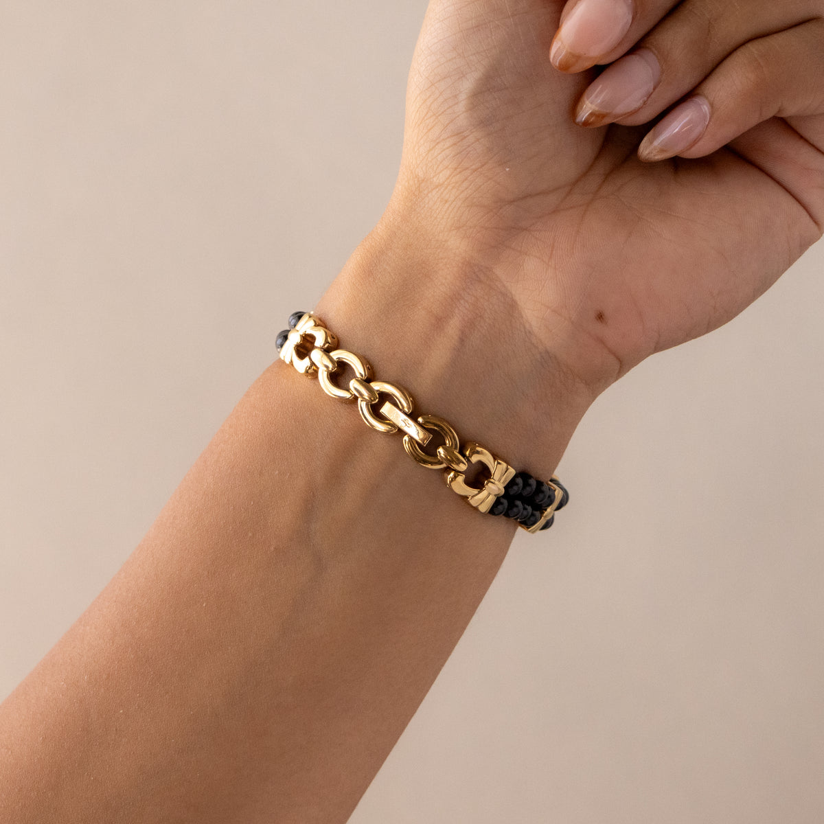 Vintage LV Midnight Beaded Gold Watch