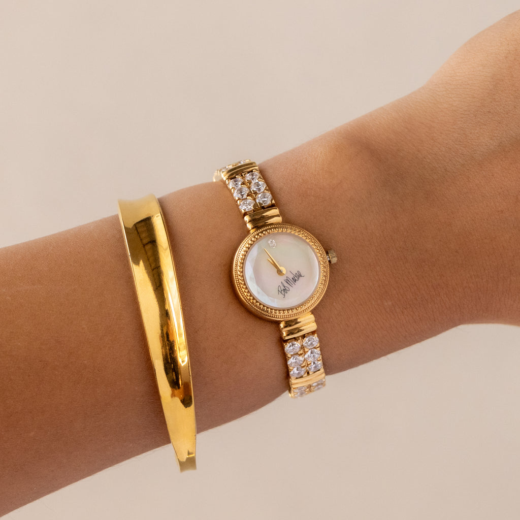 Vintage The Franklin Mint Diamond Strap Gold Watch