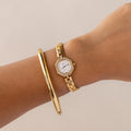 Vintage Technos Swiss Pave Hexagon Gold Watch