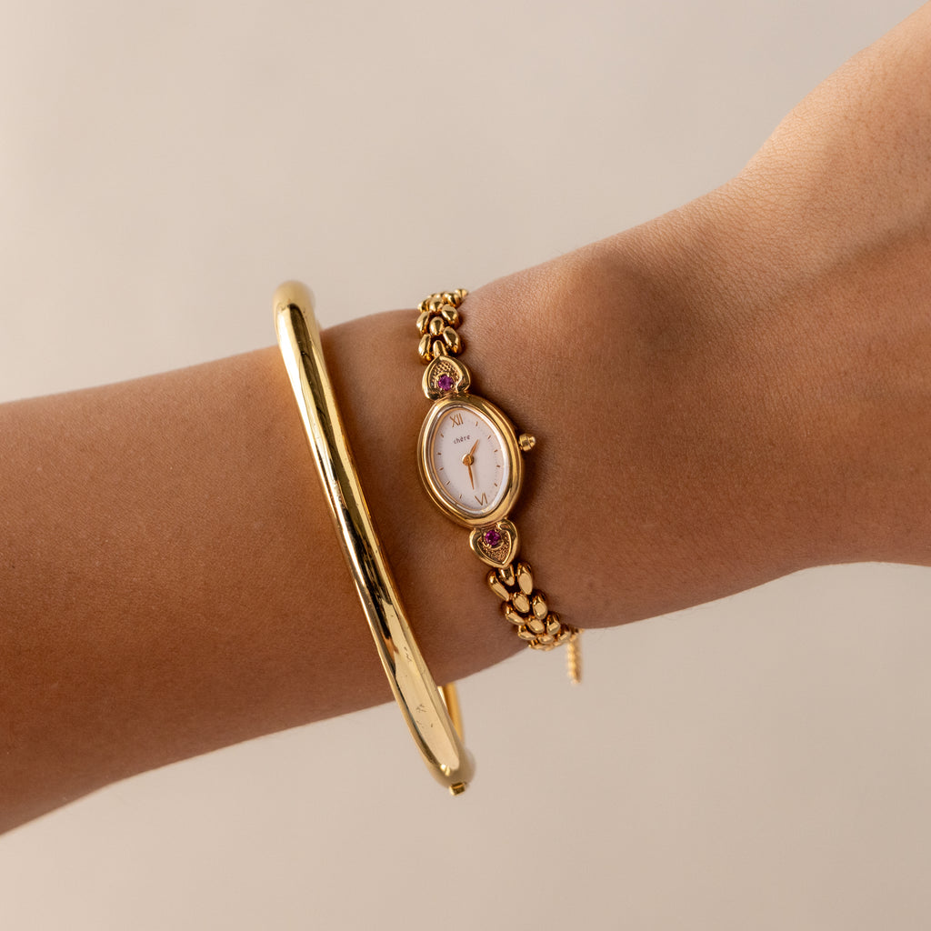 Vintage Citizen Ruby Hearts Gold Watch