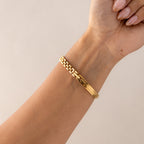 Vintage Seiko Round Ruby Cuff Gold Watch
