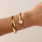 Vintage Seiko Round Ruby Cuff Gold Watch