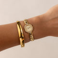 Vintage Technos Swiss Diamond Hexagon Gold Watch
