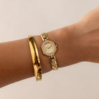 Vintage Technos Swiss Diamond Hexagon Gold Watch