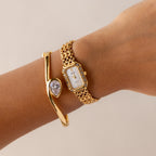 Vintage Seiko Rectangular Diamond Gold Watch