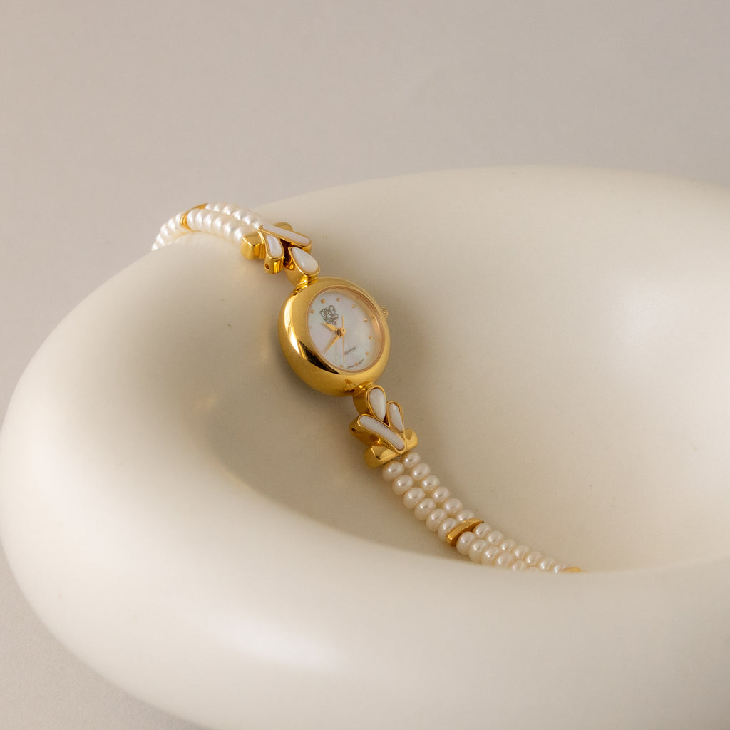 Vintage Norma Jeane Pearl Gold Watch