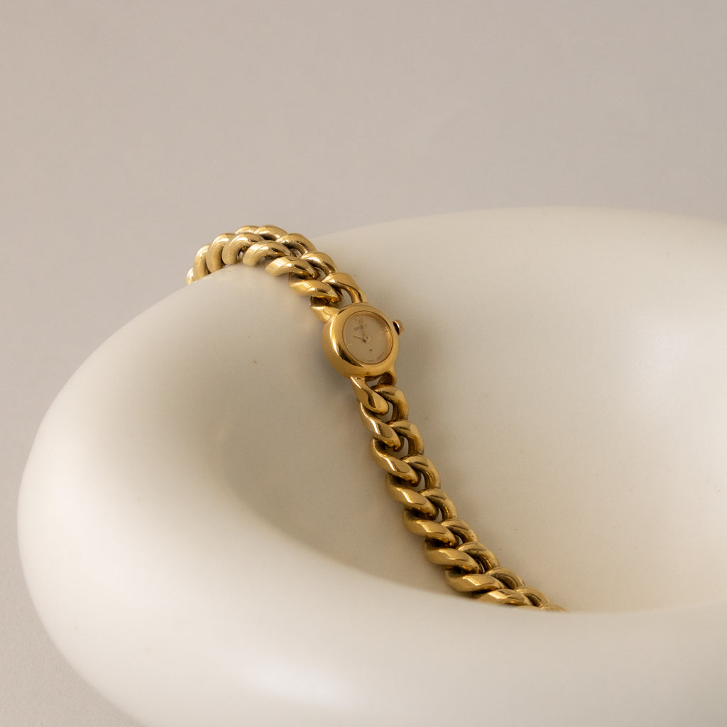 Vintage Seiko Round Cuban Link Gold Watch