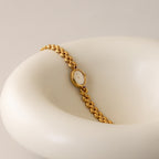 Vintage Seiko Ruby Oval Beaded Gold Watch