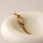 Vintage Monet Ruby Hearts Gold Watch