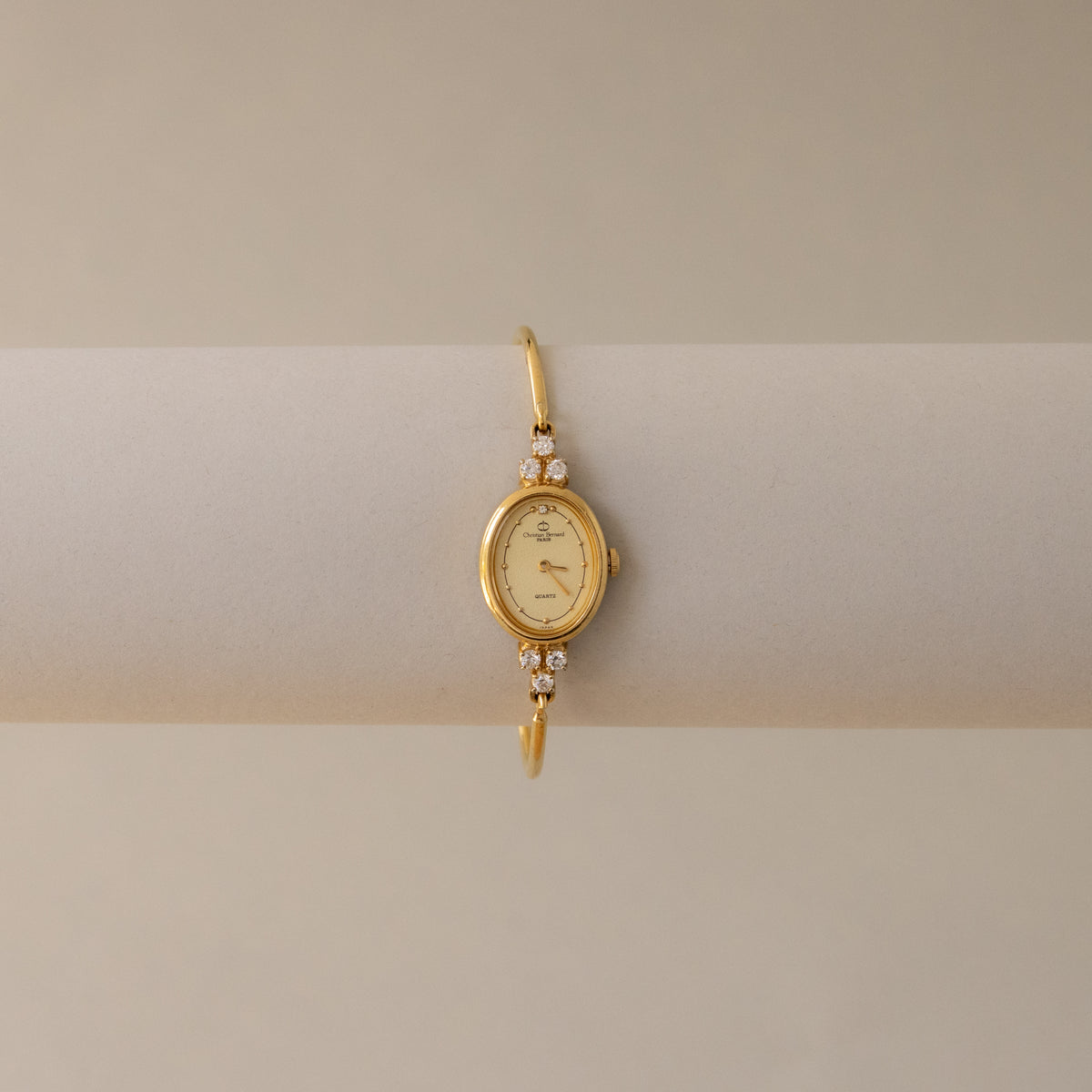 Vintage Christian Bernard Skinny Oval Cuff Gold Watch