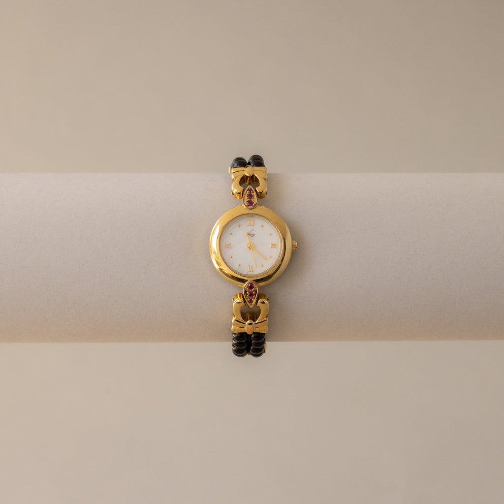Vintage LV Midnight Beaded Gold Watch