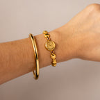 Vintage Seiko Dainty Ruby Beaded Gold Watch