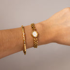 Vintage Seiko Dainty Oval Ruby Beaded Gold Watch