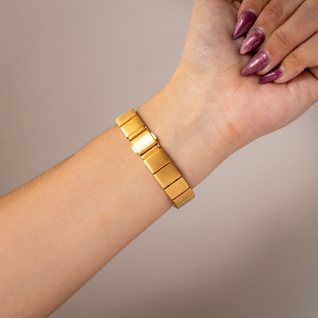 Vintage Seiko Rectangular Brushed Gold Watch