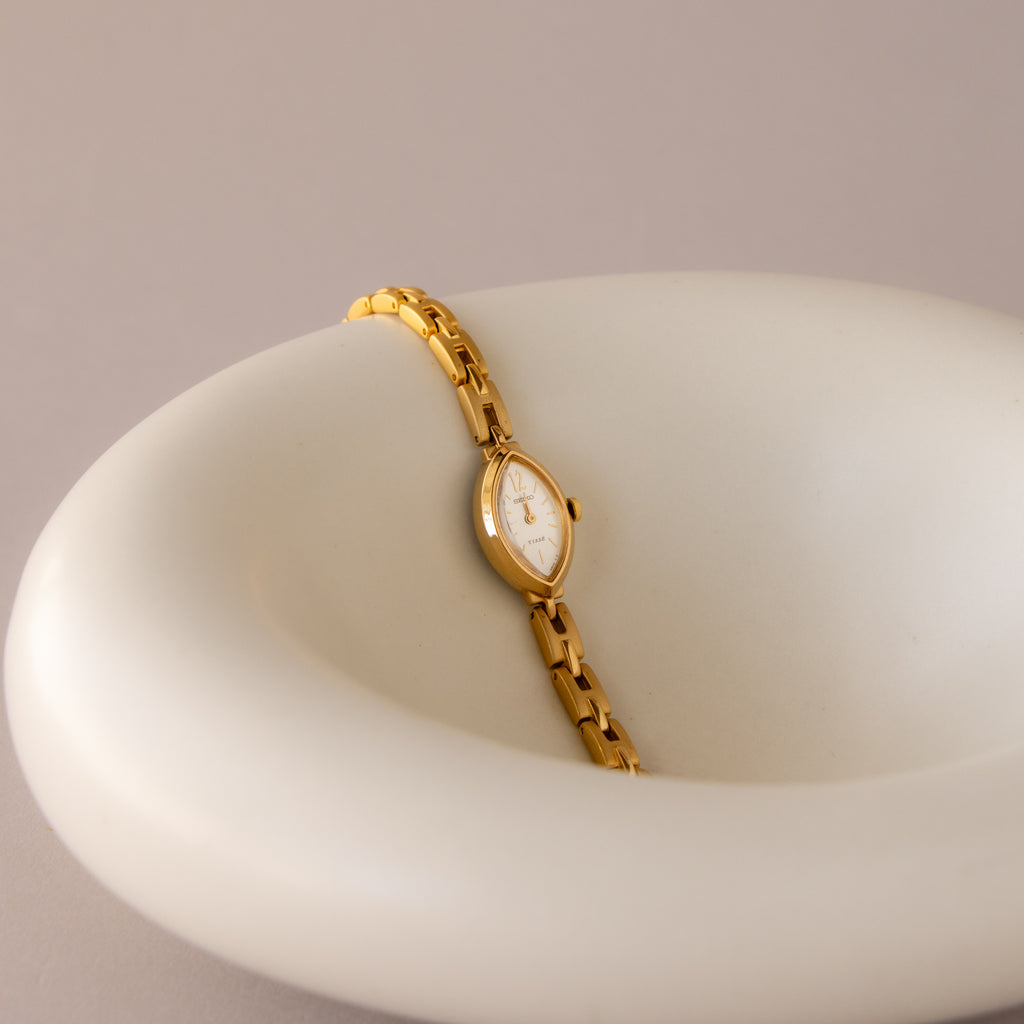 Vintage Seiko Marquise Brushed Gold Watch