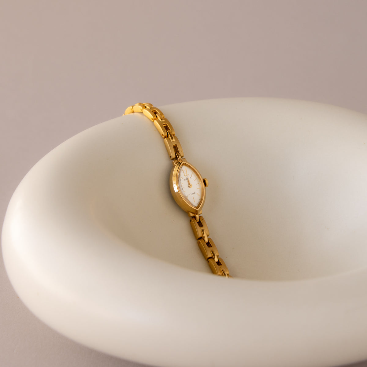 Vintage Seiko Marquise Brushed Gold Watch