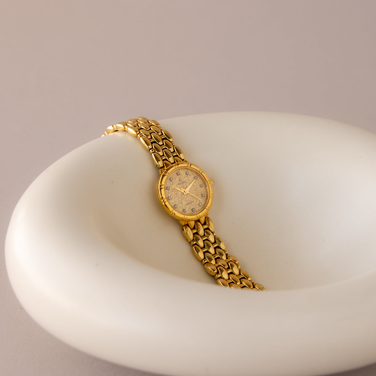 Vintage Elgin Swiss Round Shimmer Gold Watch