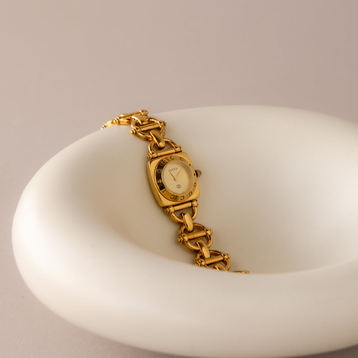 Vintage Gucci Swiss Horsebit Link Gold Watch