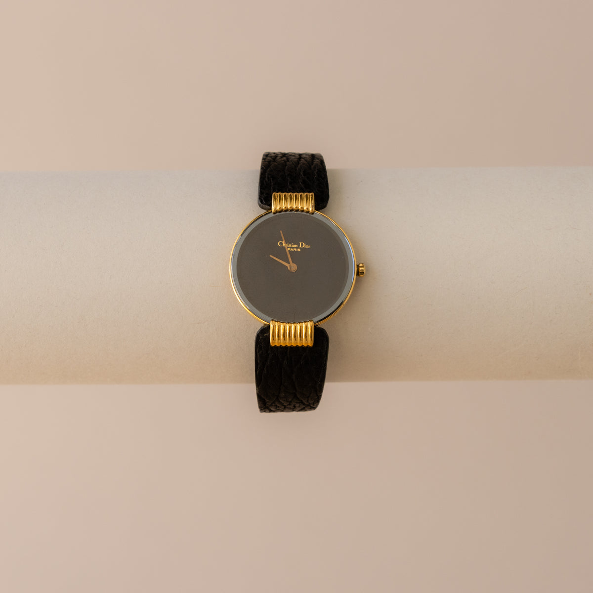 Vintage Christian Dior Midnight Leather Gold Watch
