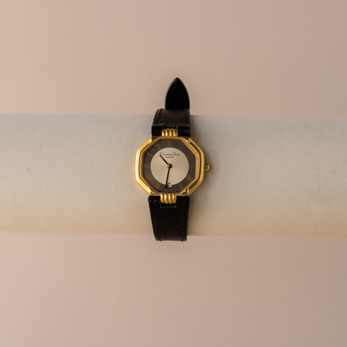 Vintage Christian Dior Swiss Octagonal Roman Gold Watch