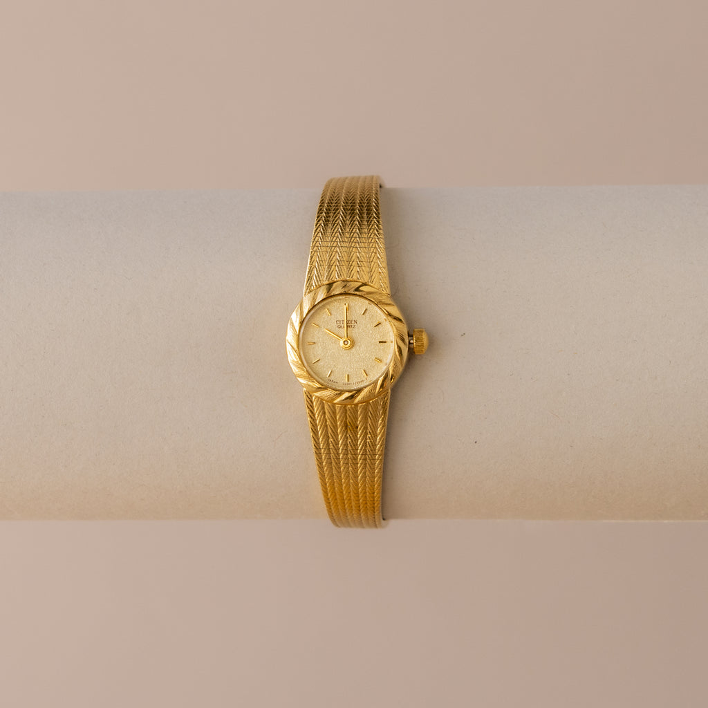 Vintage Citizen Twisted Mesh Gold Watch
