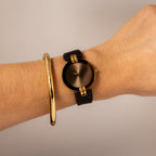 Vintage Christian Bernard Sleek Midnight Gold Watch