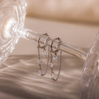 Crystal Chain Drop Huggies in Silver