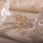 Crystal Chain Drop Huggies in 18K Gold
