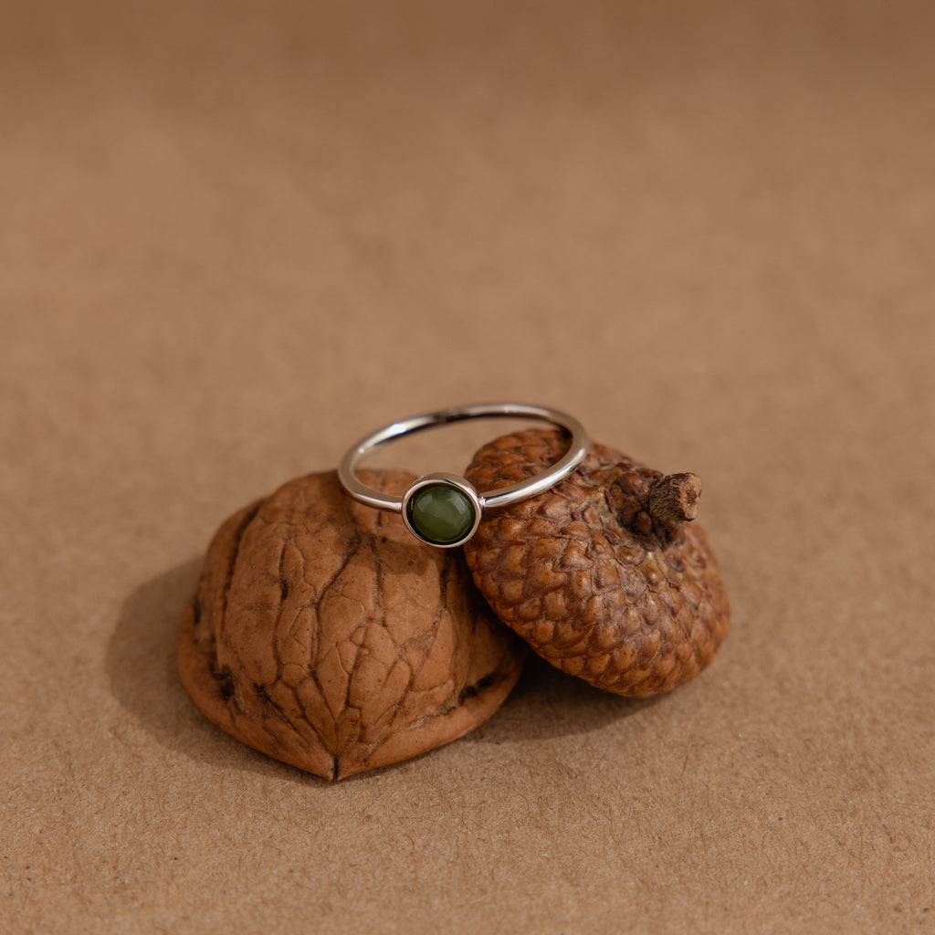 Round Jade Ring in Silver