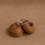 Round Jade Ring in Silver