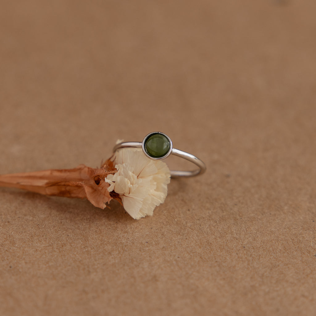 Round Jade Ring in Silver