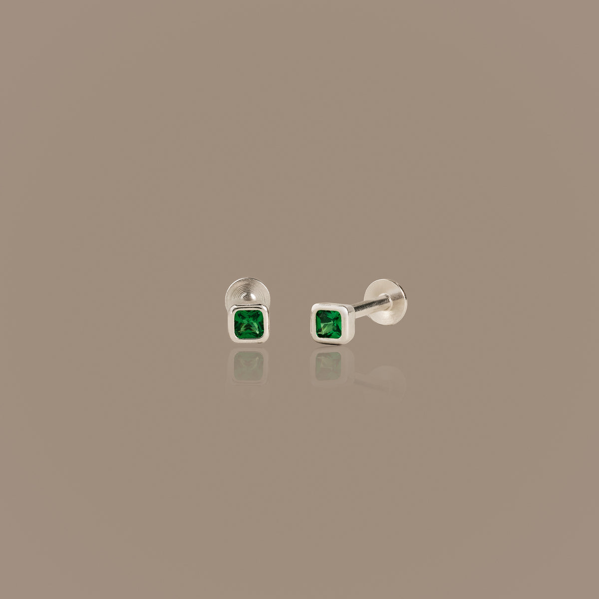 Square Bezel Emerald Flat Back Studs