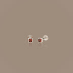 Square Bezel Garnet Flat Back Studs