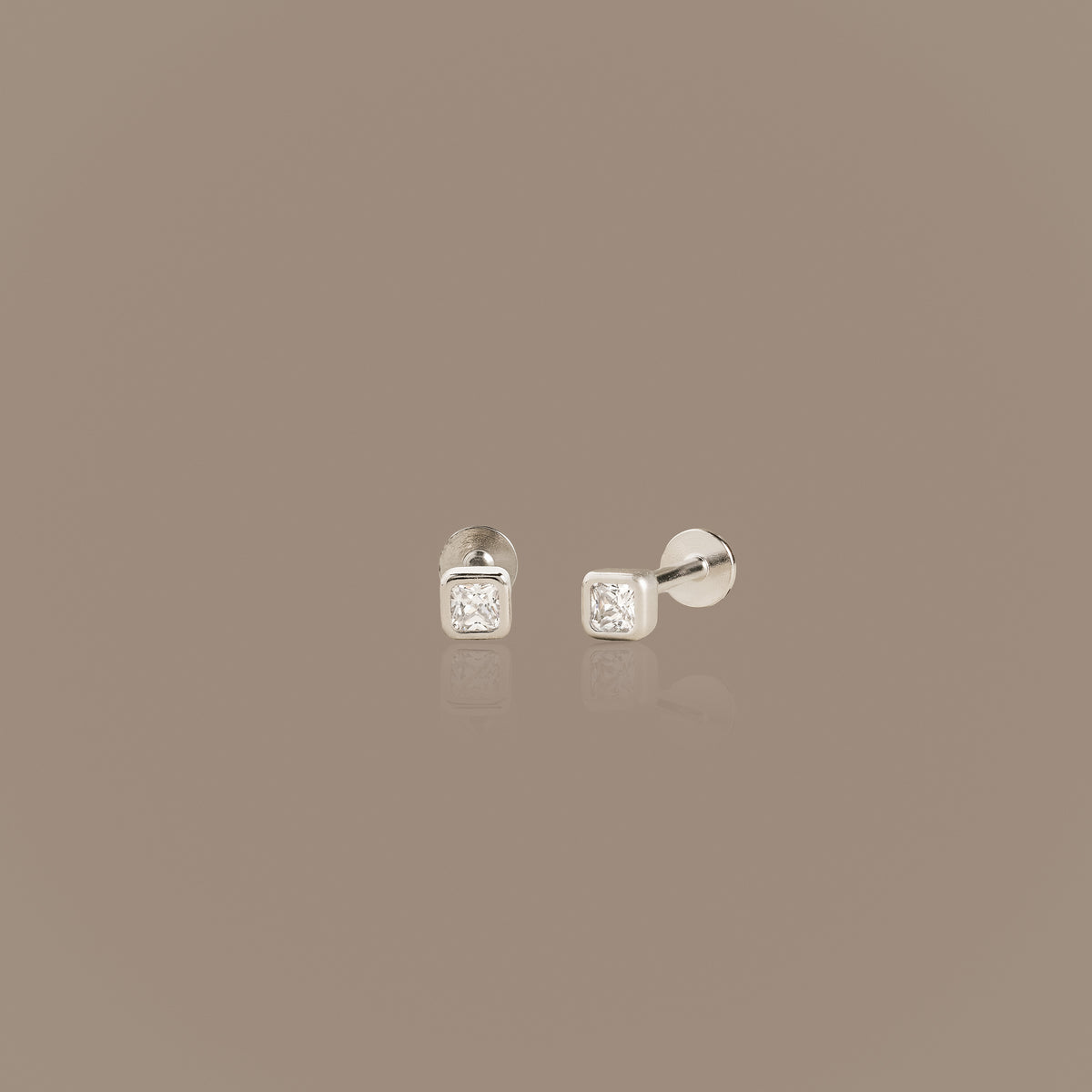 Square Bezel Diamond Flat Back Studs