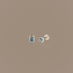 Square Bezel Blue Zircon Flat Back Studs