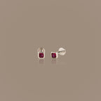 Square Bezel Ruby Flat Back Studs