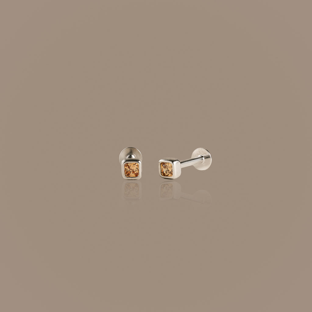 Square Bezel Topaz Flat Back Studs